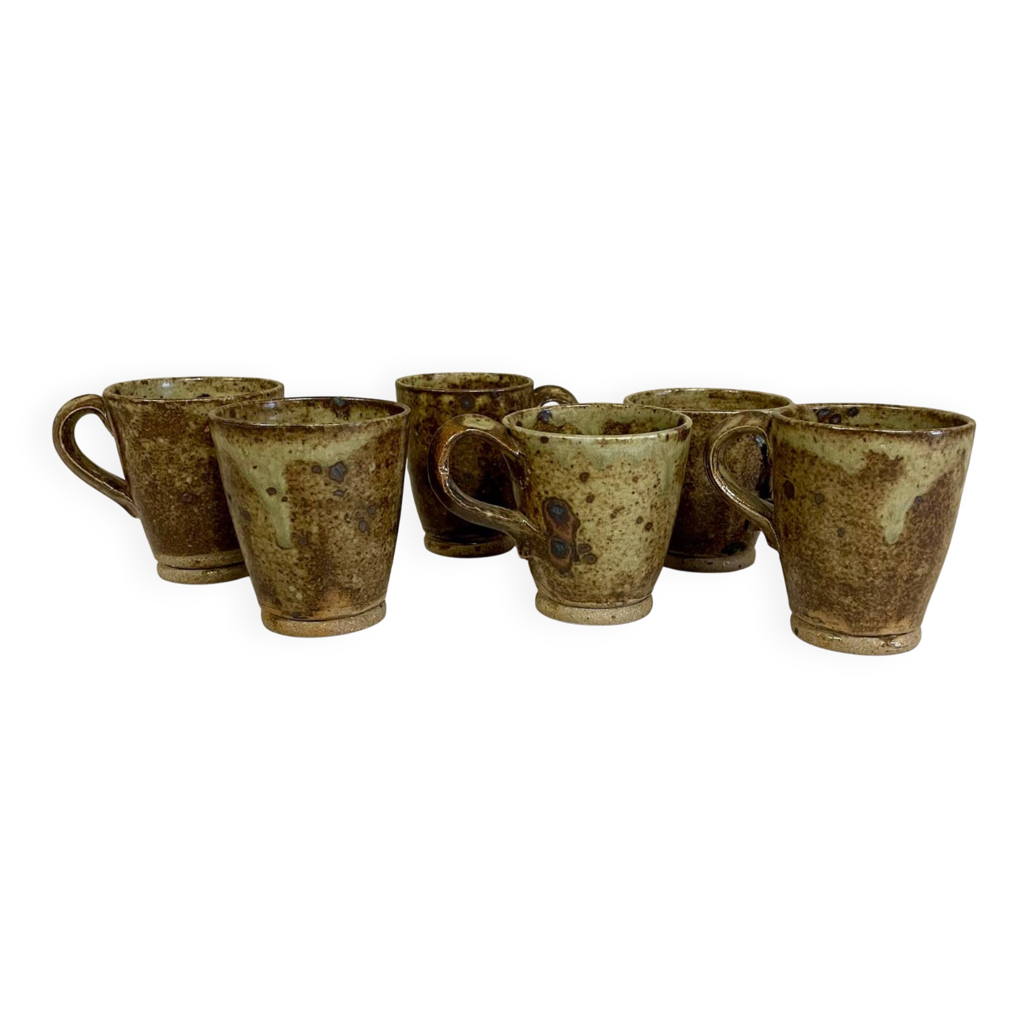 Set of 6 handcrafted stoneware cups – brown glaze