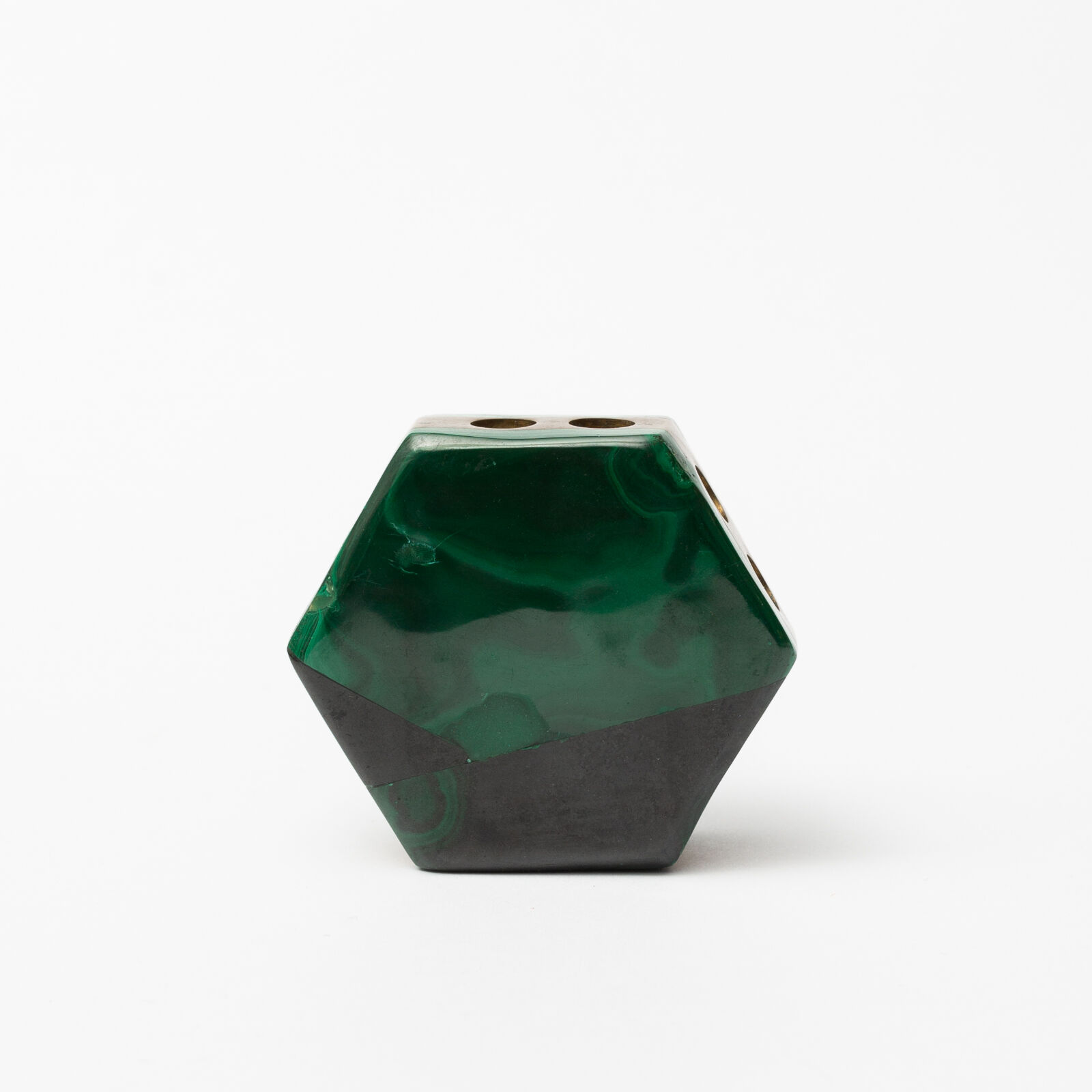 Pencil holder in malachite and brass (70s)