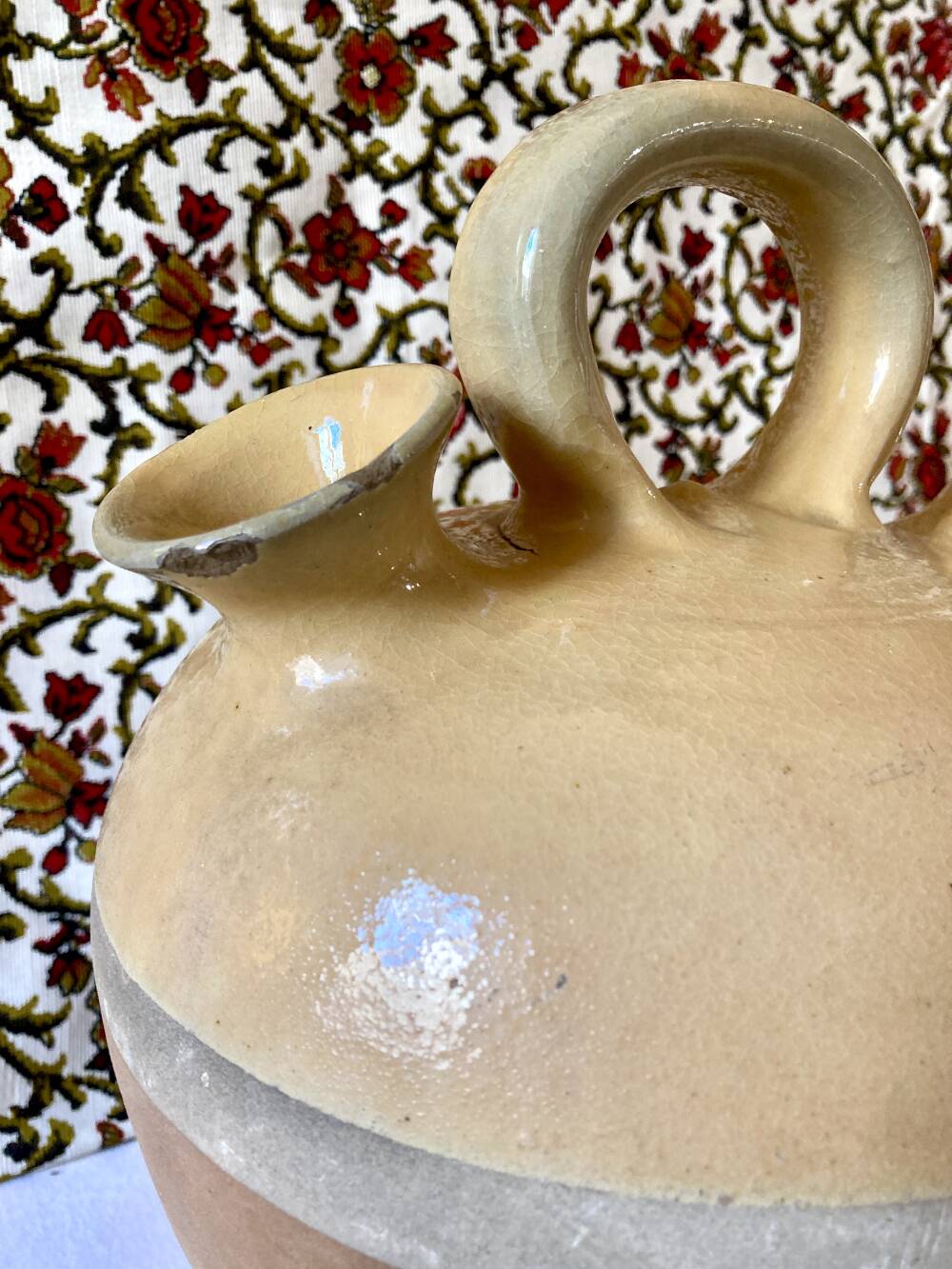 Yellow glazed terracotta gargoulette