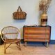 60's wood and rattan dresser