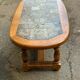 Oval coffee table in solid wood and stone, 115x58
