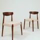 Set of two dining chairs in Scandinavian design.