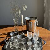 Set of 6 small crystal glasses with diamond points H14.5