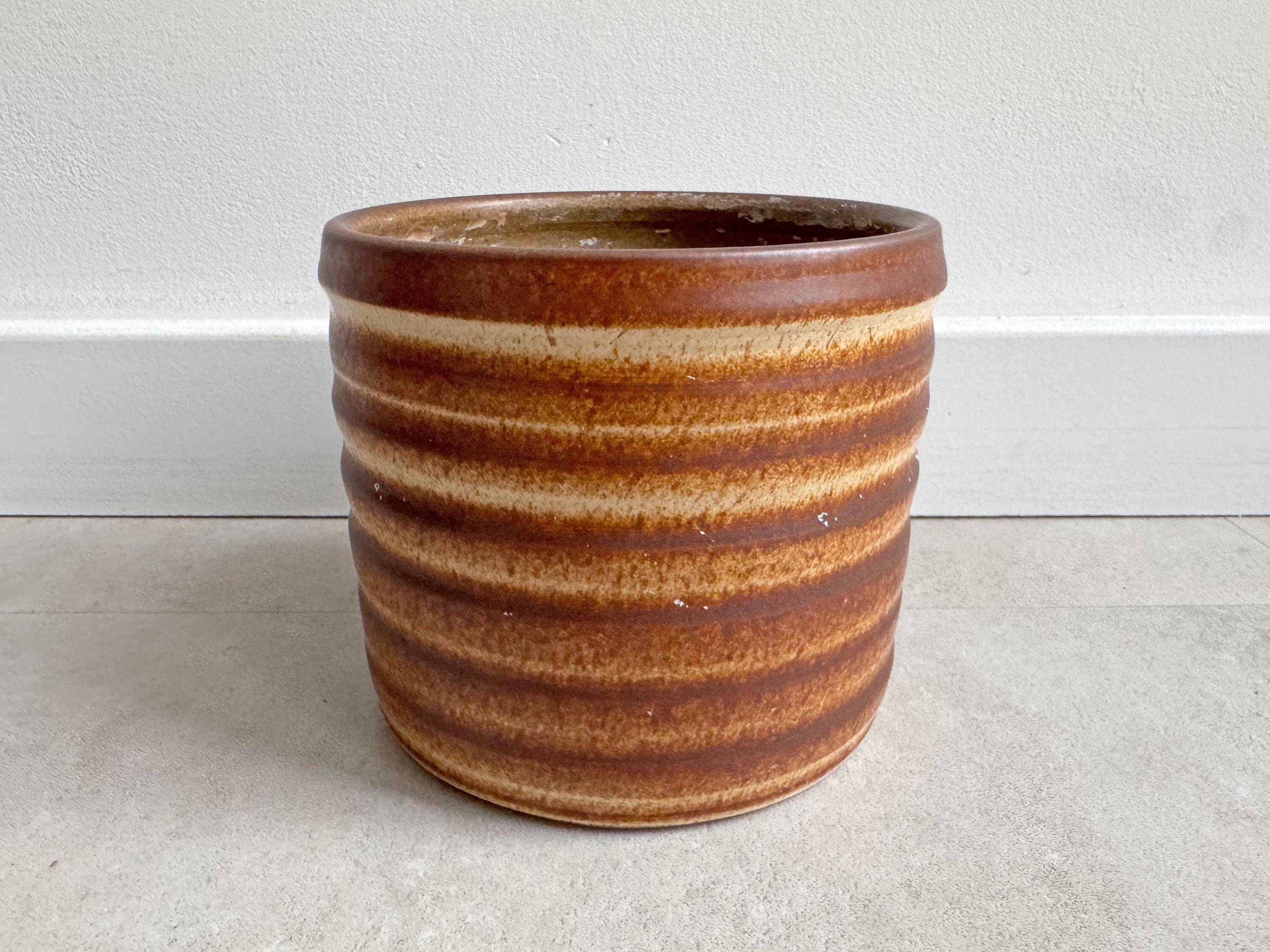 Vintage brown ceramic planter