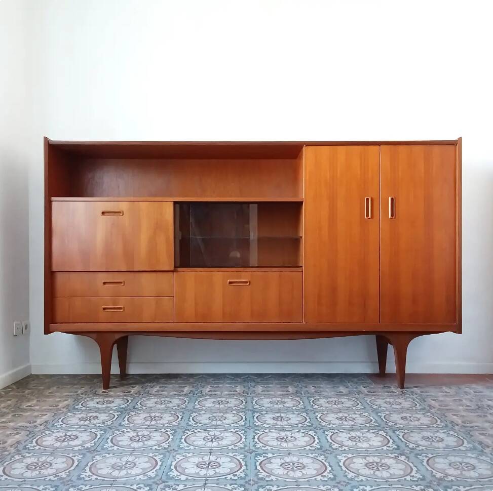 Sideboard library in Scandinavian style made of teak.