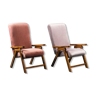 Pair of vintage velvet reclining armchairs 70s