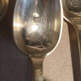 grâgout spoons, plain, monogrammed, solid silver