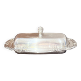 Antique Silver Butter Dish With Crystal Liner & Spoon, Elegant Vintage Tableware
