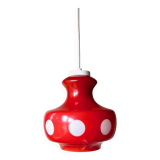 70's lamp polka dots, red glass lamp, vintage hanging lamp, children's room.