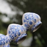 Pair of antique blue ceramic candlesticks • Apothecary size 5x2 (10 burners)