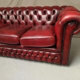 Red leather chesterfield sofa