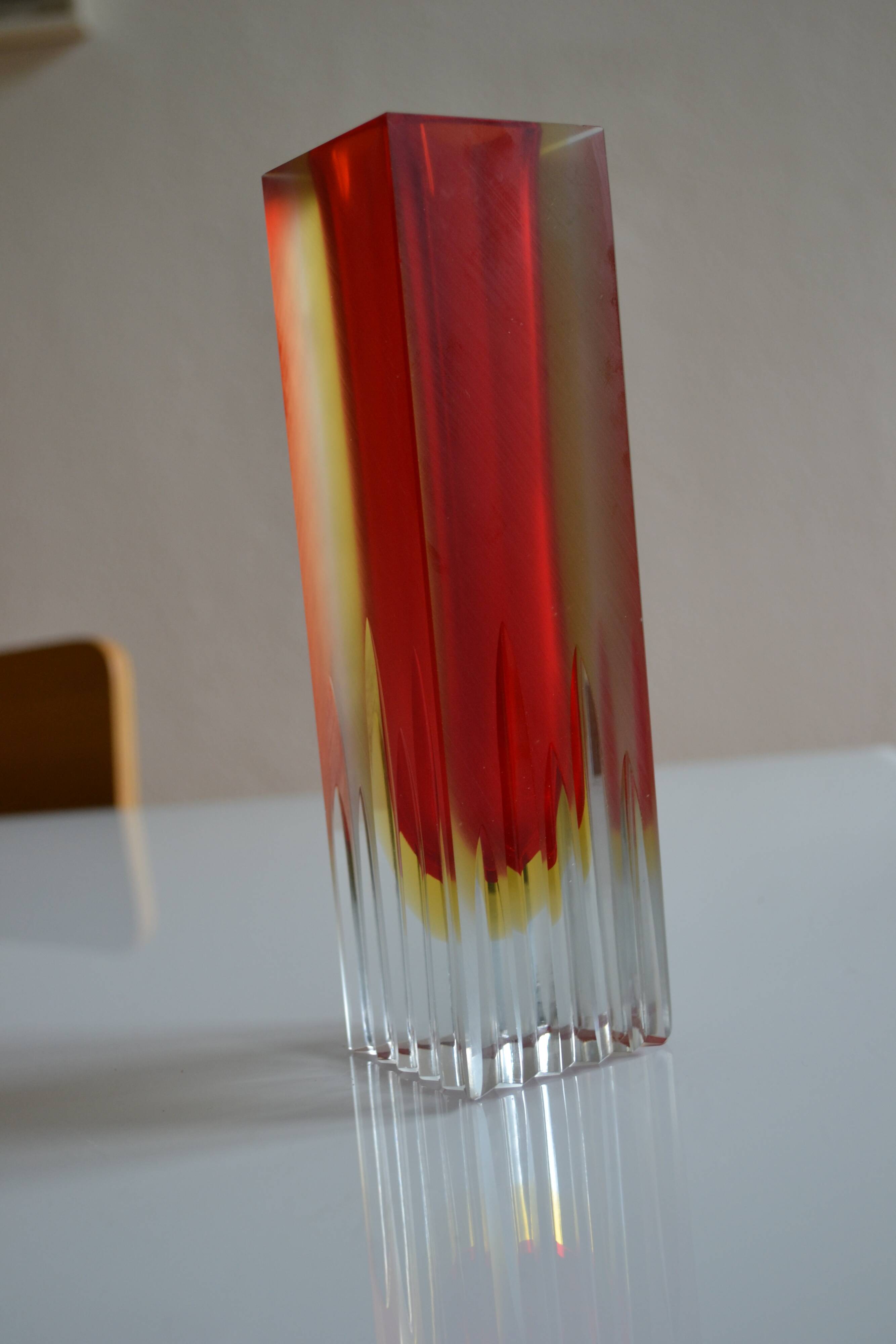 MURANO SOMMERSO VINTAGE MODERNIST VASE ERA FLAVIO POLISHED