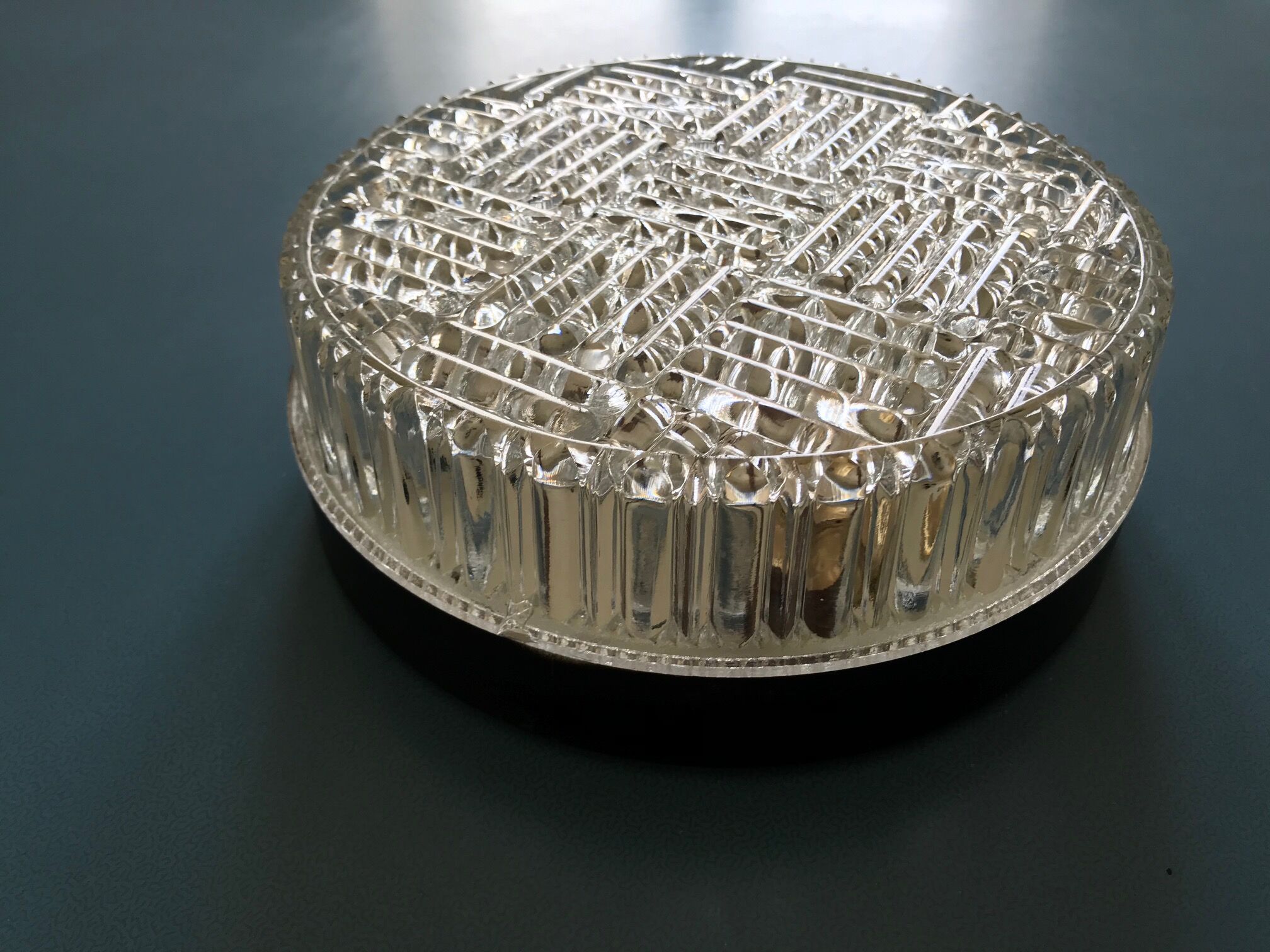 Round glass laminated ceiling light 1960