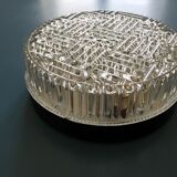 Plafonnier rond en verre bullé années 60