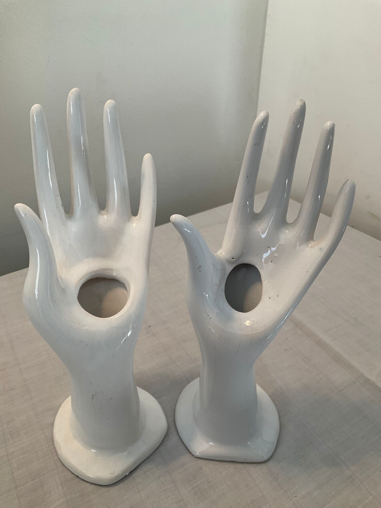 Pair of ceramic hand soliflores vases 70s