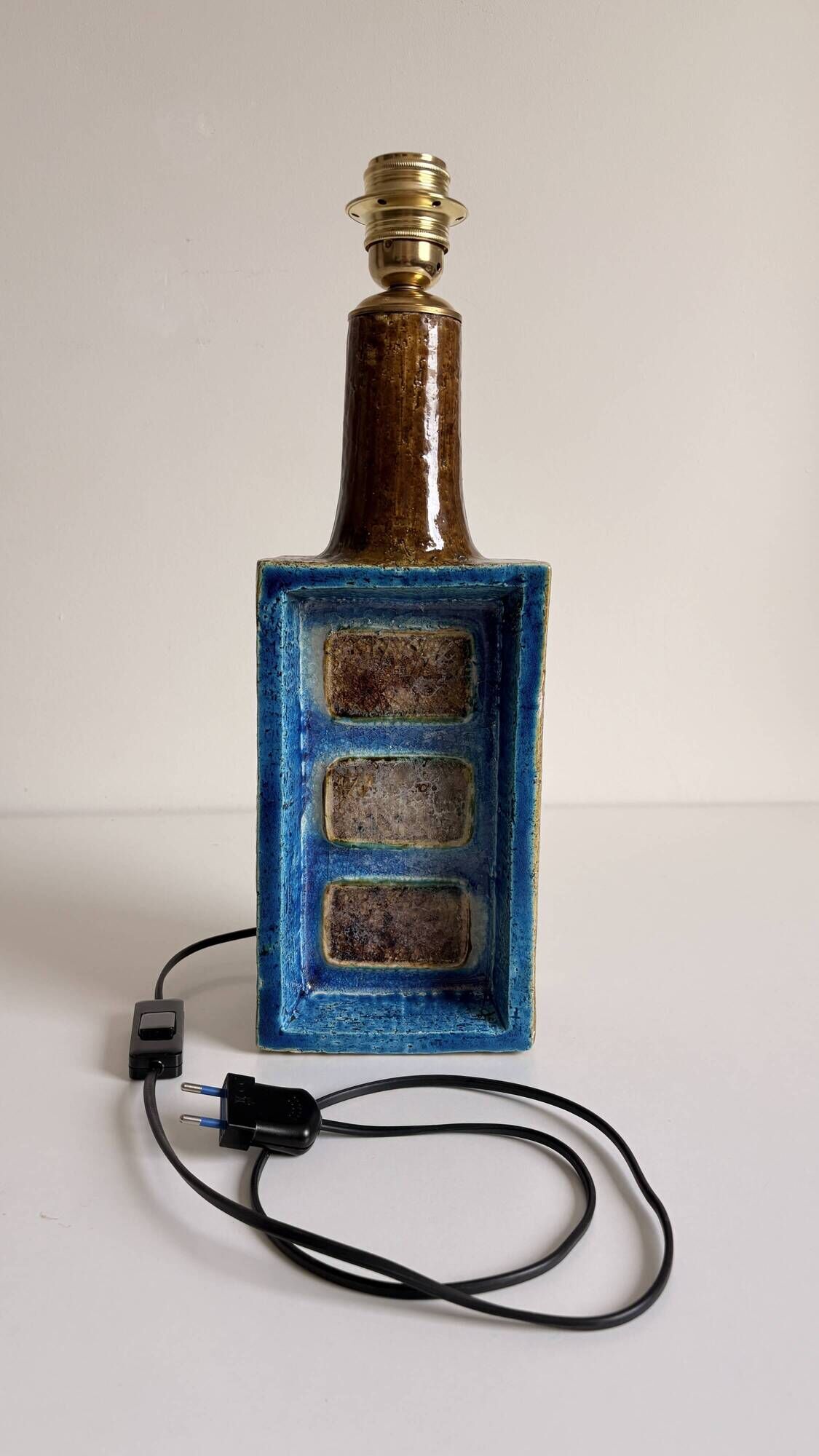 Aldo Londi for Bitossi Chamotte Ceramic Table Lamp, Italy, 1960s