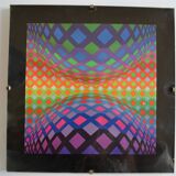 Vintage serigraph by Victor Vasarely, framed and under glass, 27 x 27 cm.