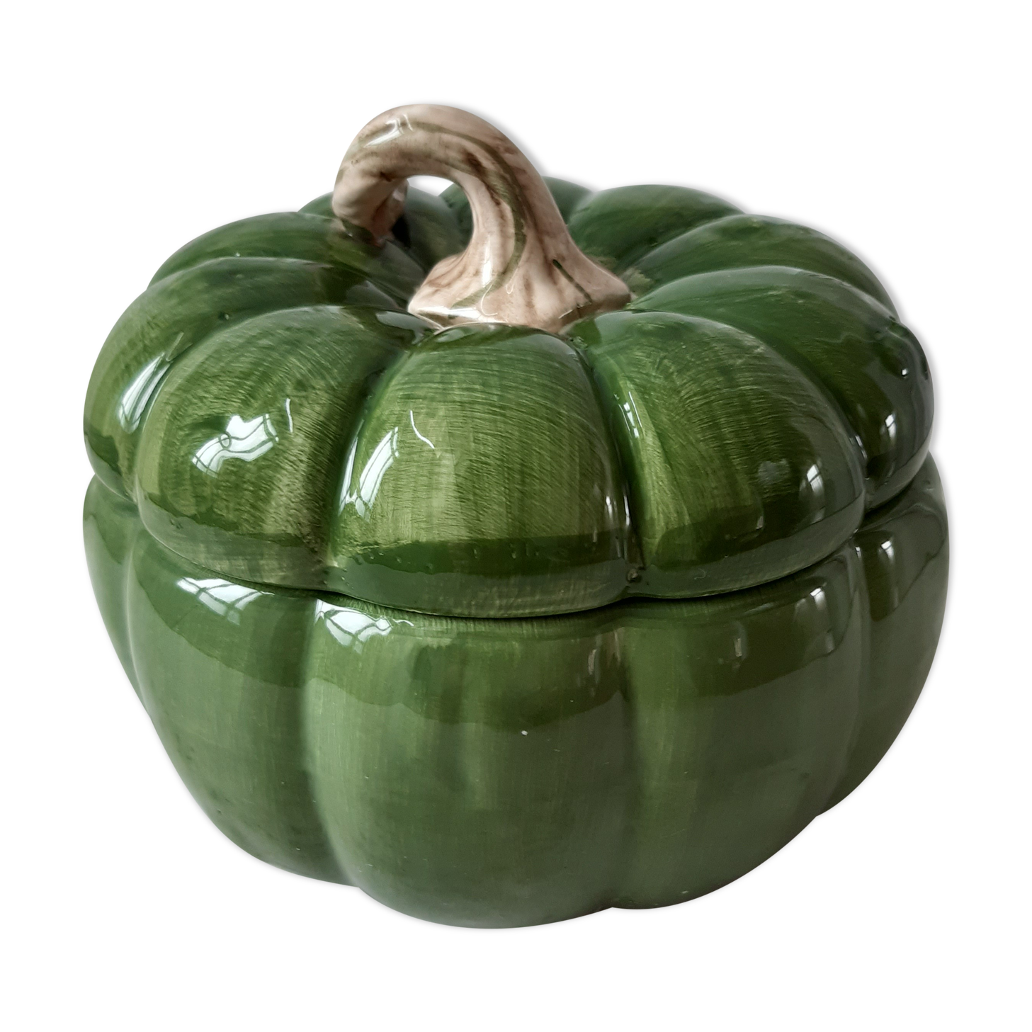 Empty pumpkin green ceramic pocket 60s-70s