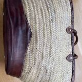 Straw and leather basket