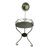 Wrought iron dressing table, adjustable height mirror.