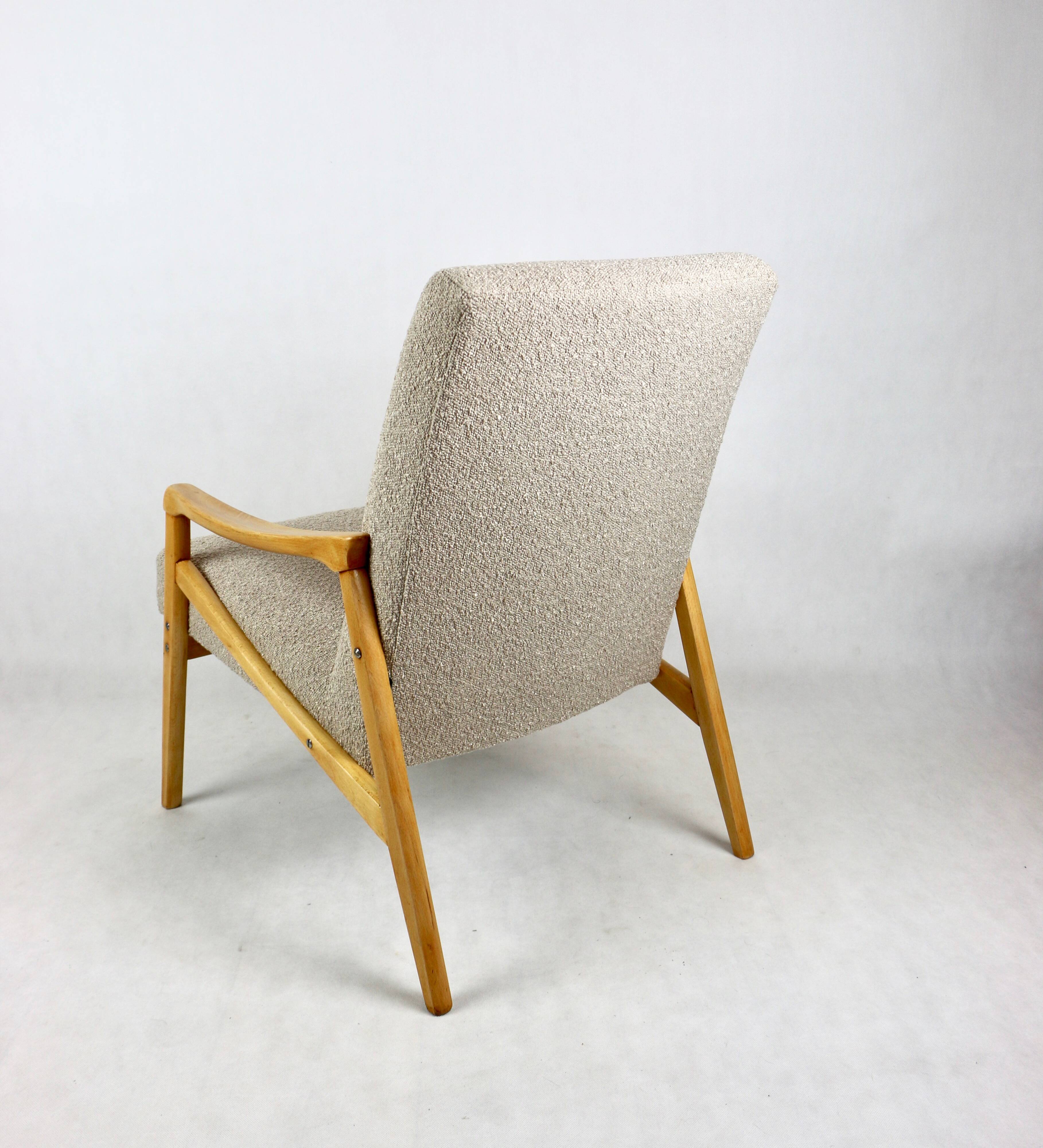 Czech Model Armchair in Beige Boucle attributed to Jiri Jiroutek, 1970s