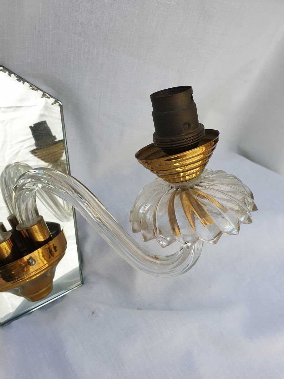 Glass mirror wall light