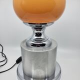 Diderot Delmas lamp in orange opaline with chrome base France 1970 Vintage