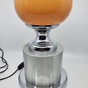 Diderot Delmas lamp in orange opaline with chrome base France 1970 Vintage