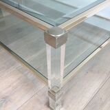 Large coffee table in plexiglass and chrome