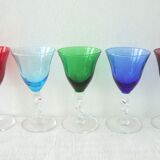 Set of 5 colorful chalice glasses
