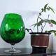Vase Cognac XXL vintage verre soufflé d’Empoli Italie vert émeraude
