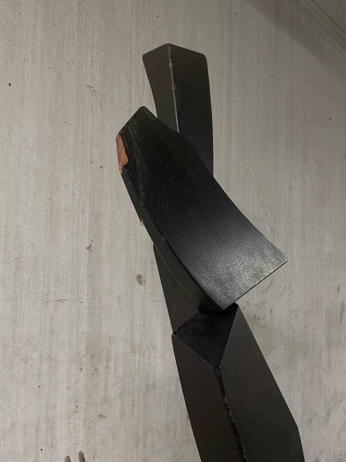 Large abstract sculpture in painted wood