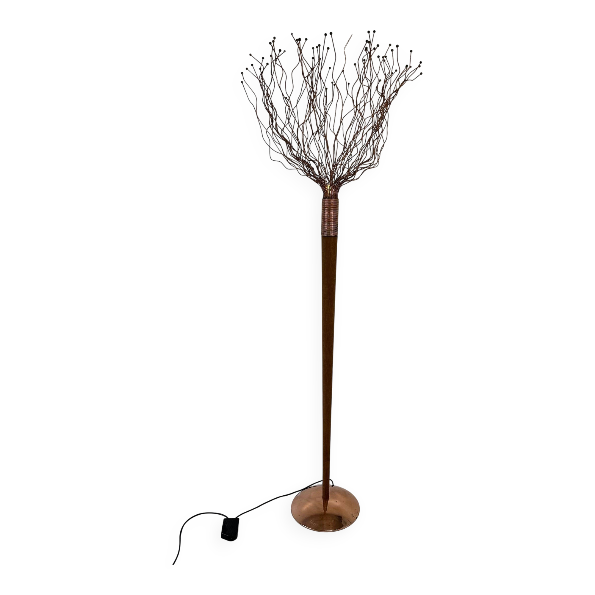 Italian Floor Lamp in Wood, Copper and Brass, Paolo Donatello, 1990s