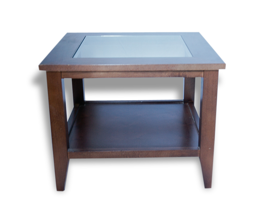 Coffee table Scandinavian wood and glass square