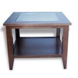 Table basse scandinave bois et verre carrée