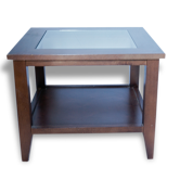 Coffee table Scandinavian wood and glass square