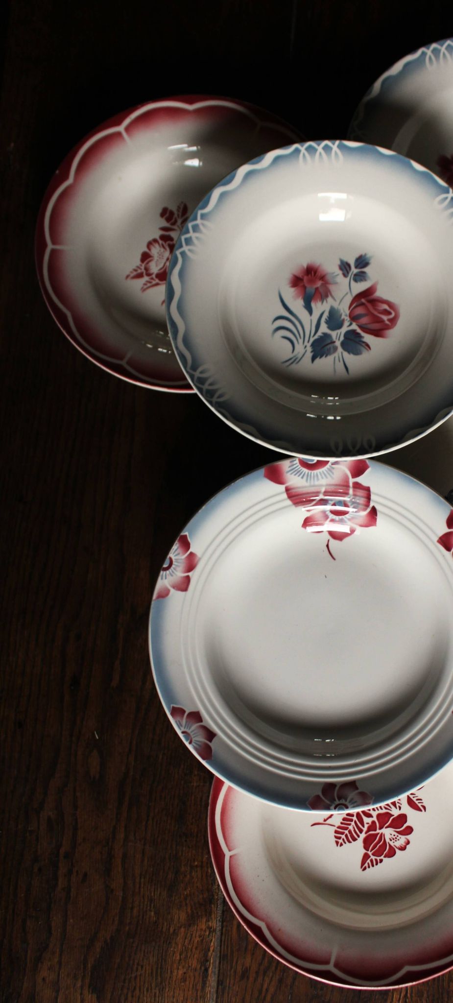 6 mismatched soup plates Marsac Marinette Digoin Badonviller