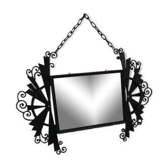 Art Deco wrought iron mirror 76x54cm