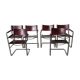 Set of 6 brown leather armchairs
