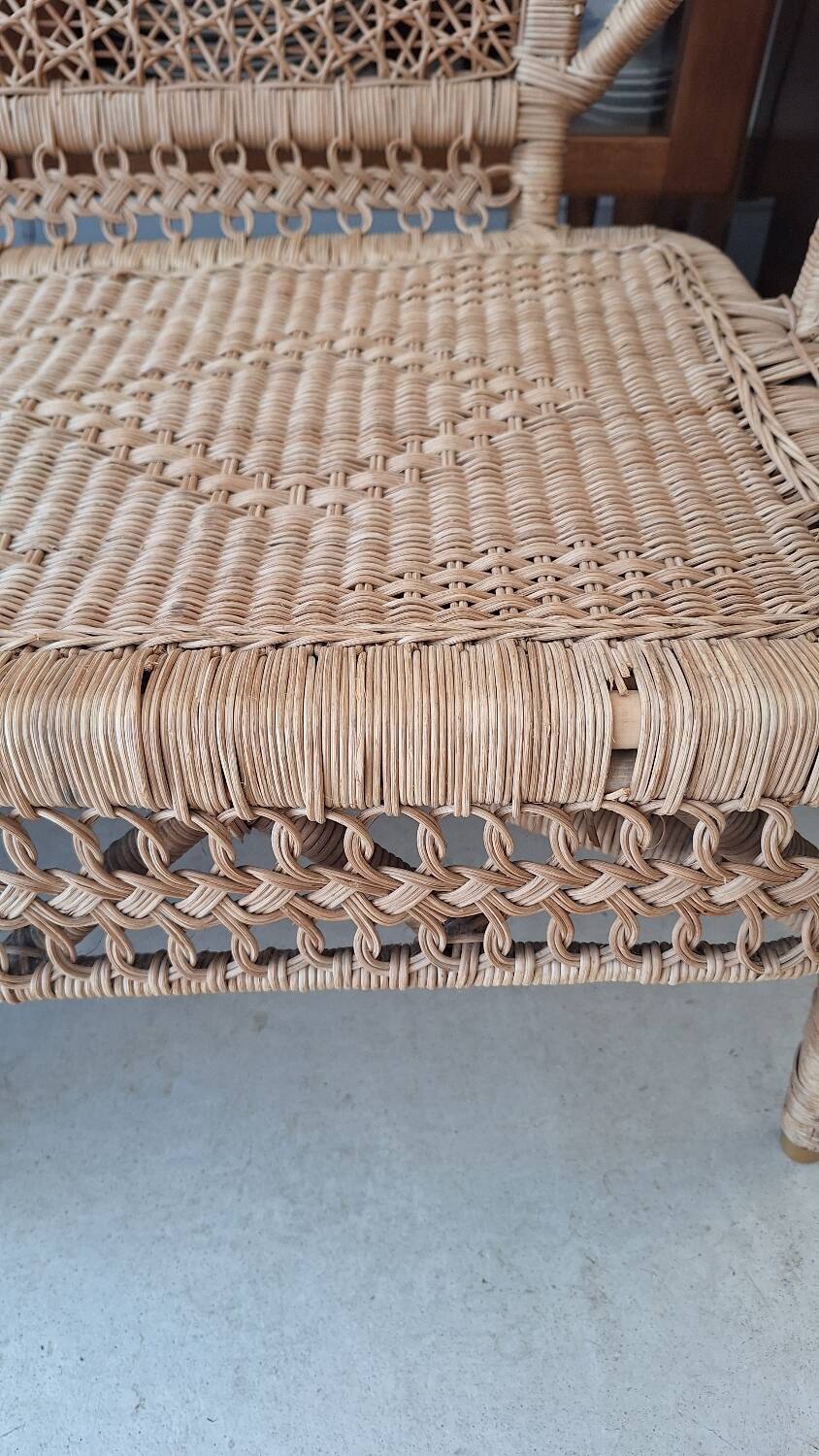 Peacock rattan garden set with bench and armchair