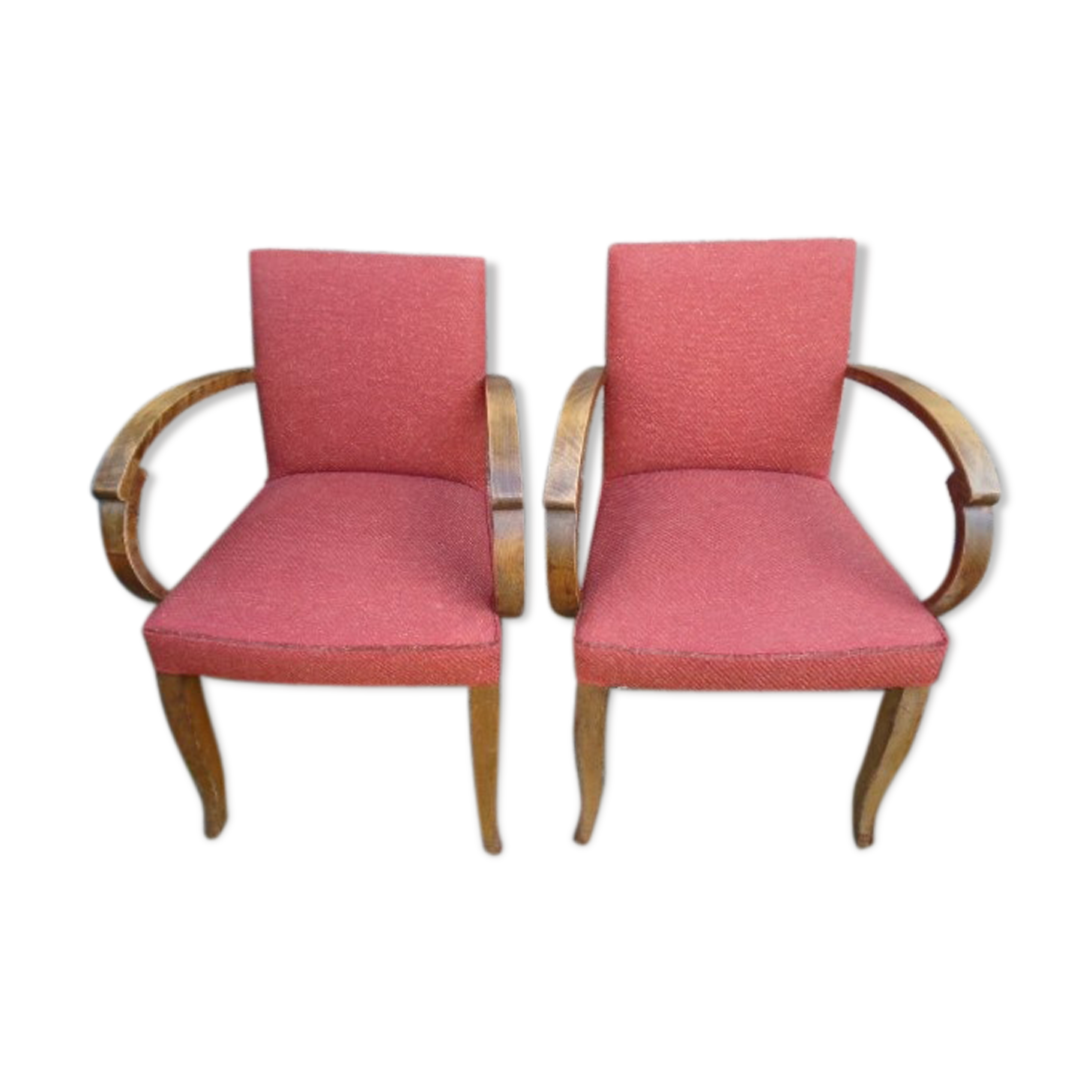 Pair of chairs bridge years 50 wood and fabric