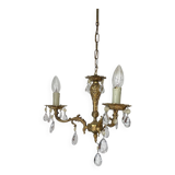 Lustre pampilles 3 branches en laiton