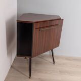 Vintage 60s corner bar cabinet in italian design wood
