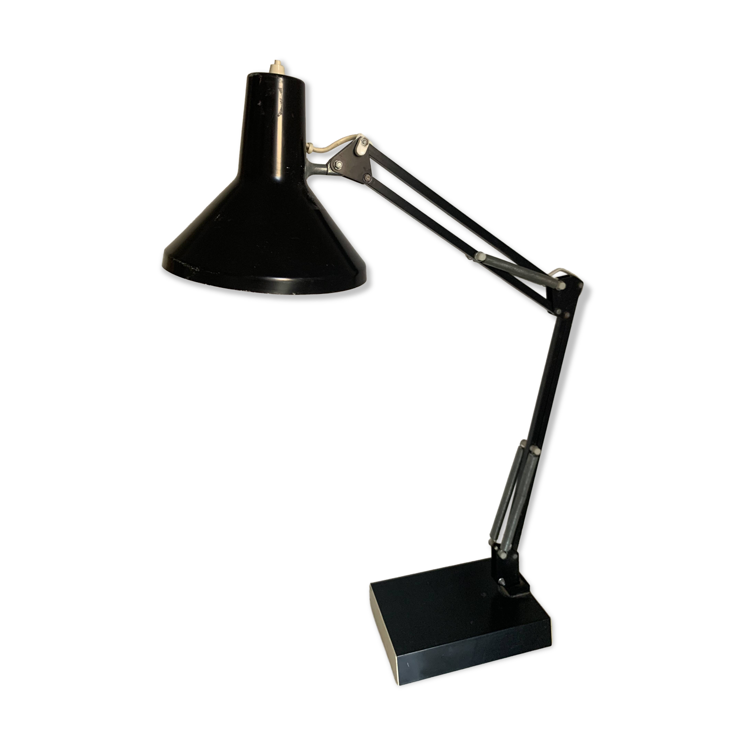 Vintage 1970s Twist architect's black desk lamp - 70 cm
