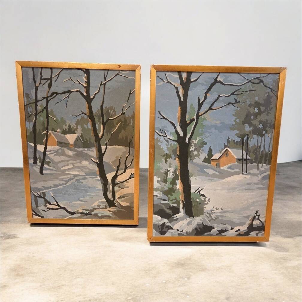 Paire de tableaux de montagne