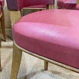 Suite of 6 chairs in beech and skaï