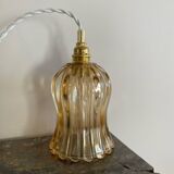 Pair of portable lamps with vintage amber glass globes
