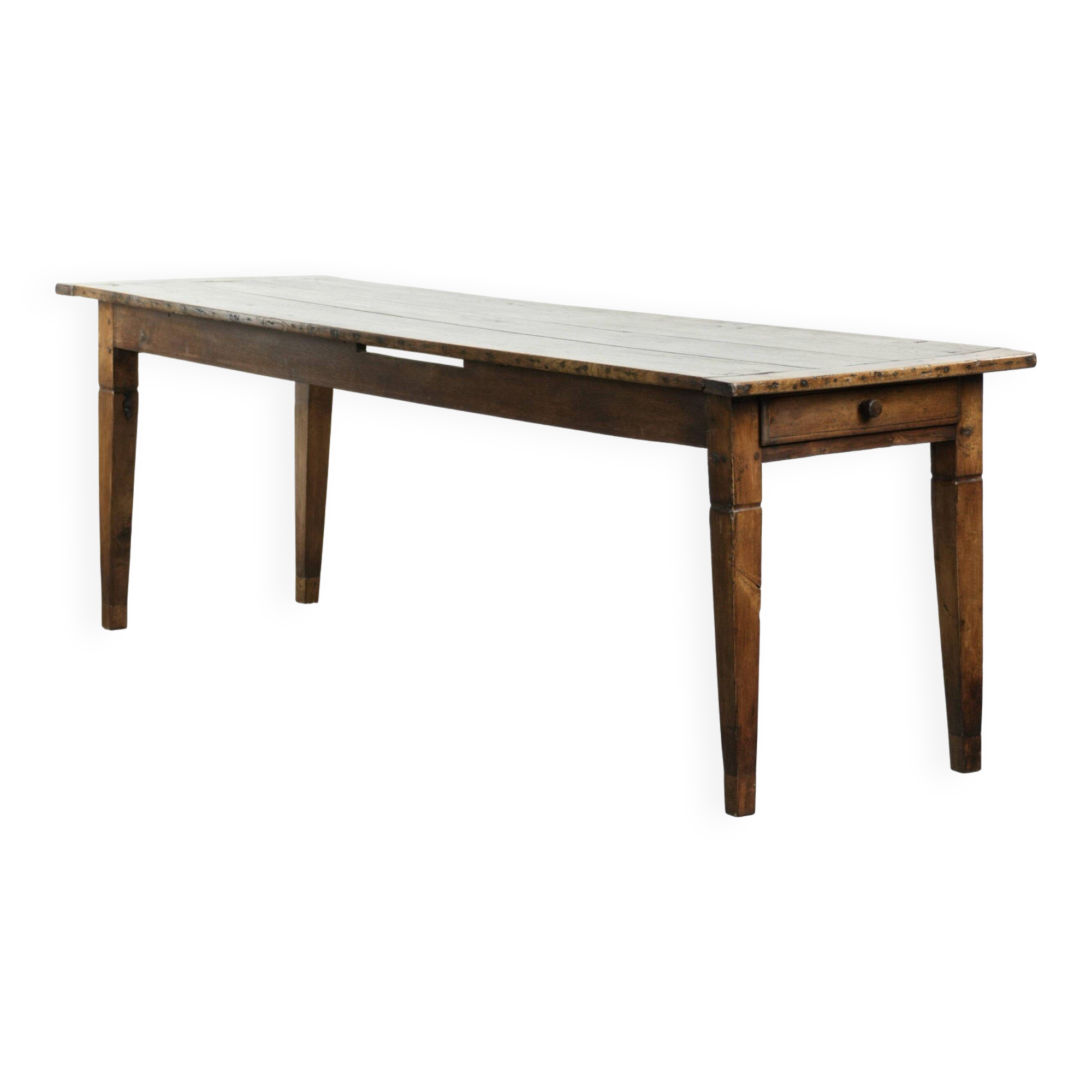 Antique oak table from the 19th century with a walnut top for 6 to 8 people