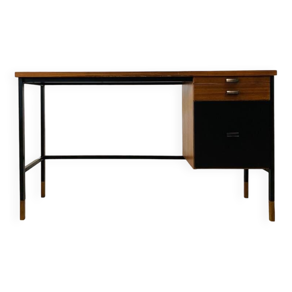 Bureau en teck disposant d'une tablette, d'un tiroir et d'un caisson de ...