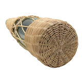 Two vintage bottles with wicker